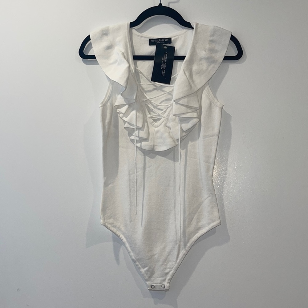 NWT Central Park West Ruffle Body Suit